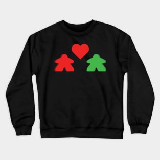 Red And Green Meeple Couple Board Game Valentine's Day Crewneck Sweatshirt